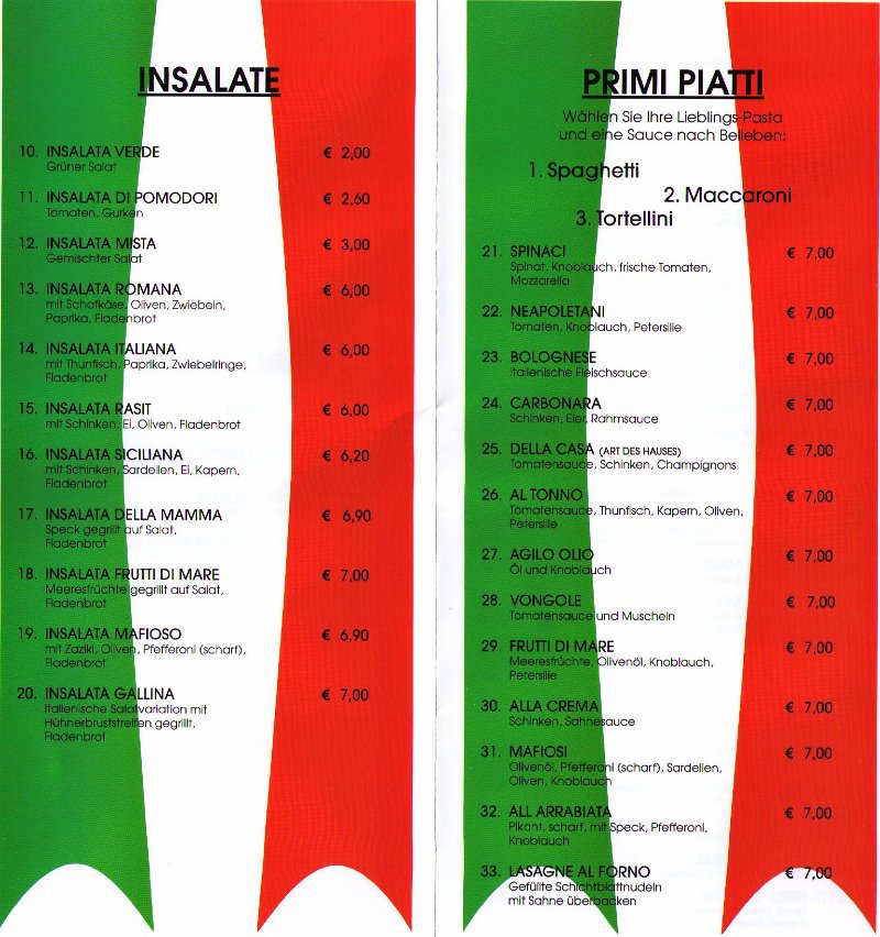 Karte (Pizzeria & Spaghetteria Don Camillo)