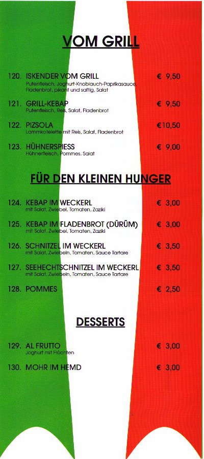 Karte (Pizzeria & Spaghetteria Don Camillo)