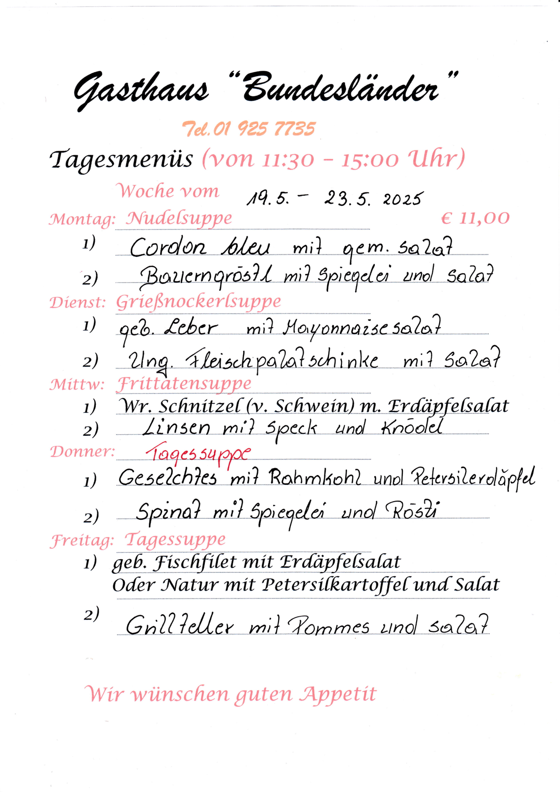 wochenmenü