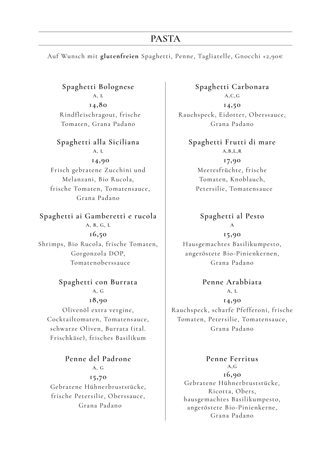 Neue Speisekarte 27.06.2025 