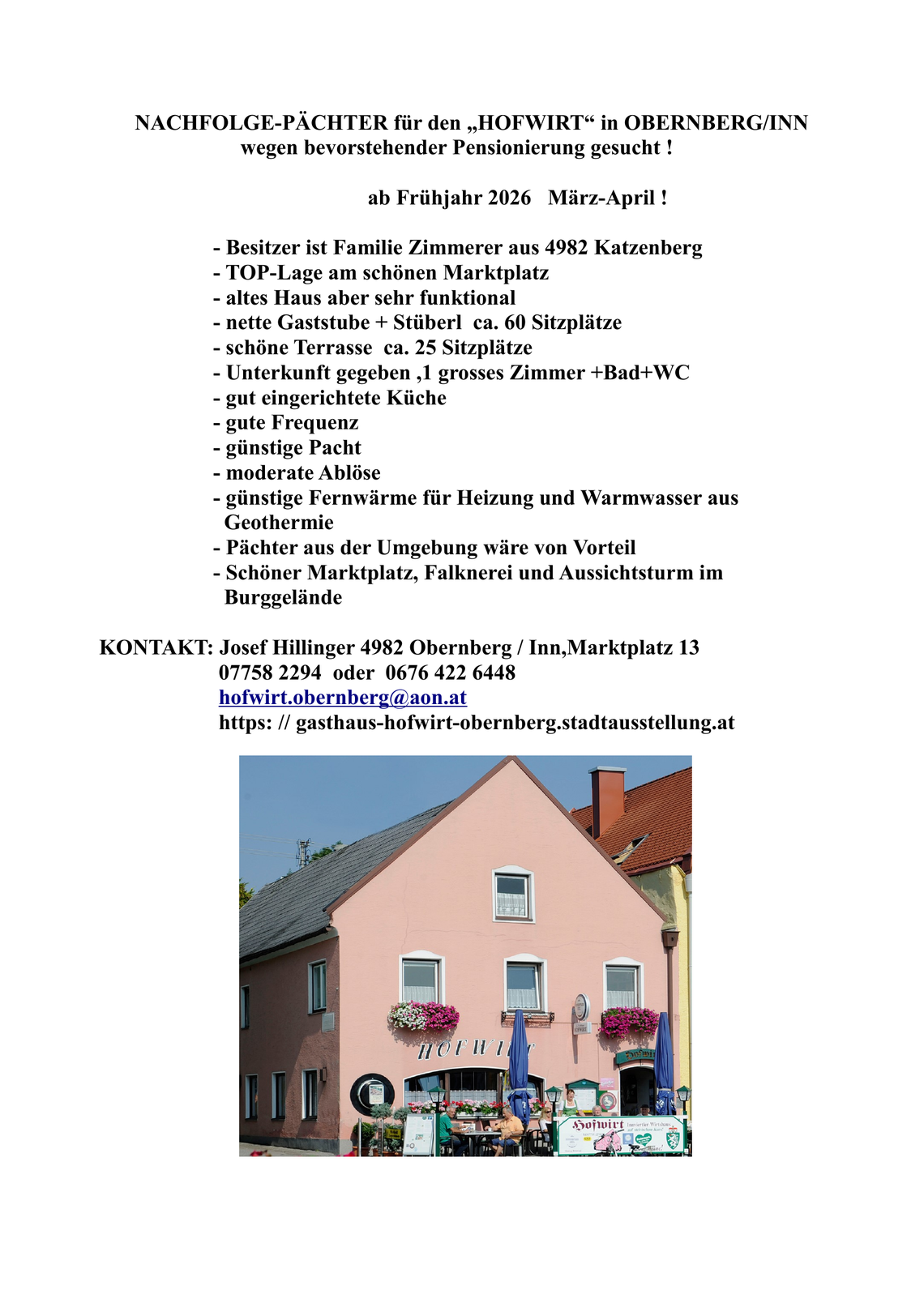 NACHFOLGE PÄCHTER gesucht