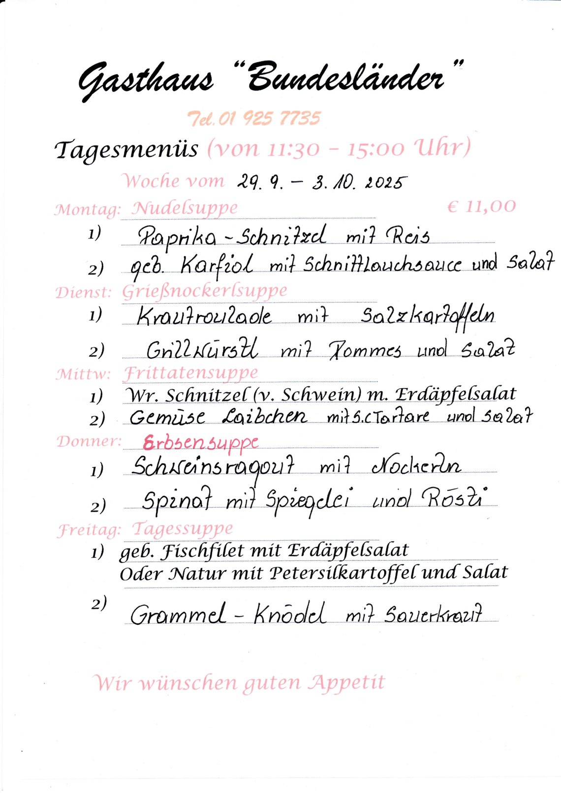 wochenmenü