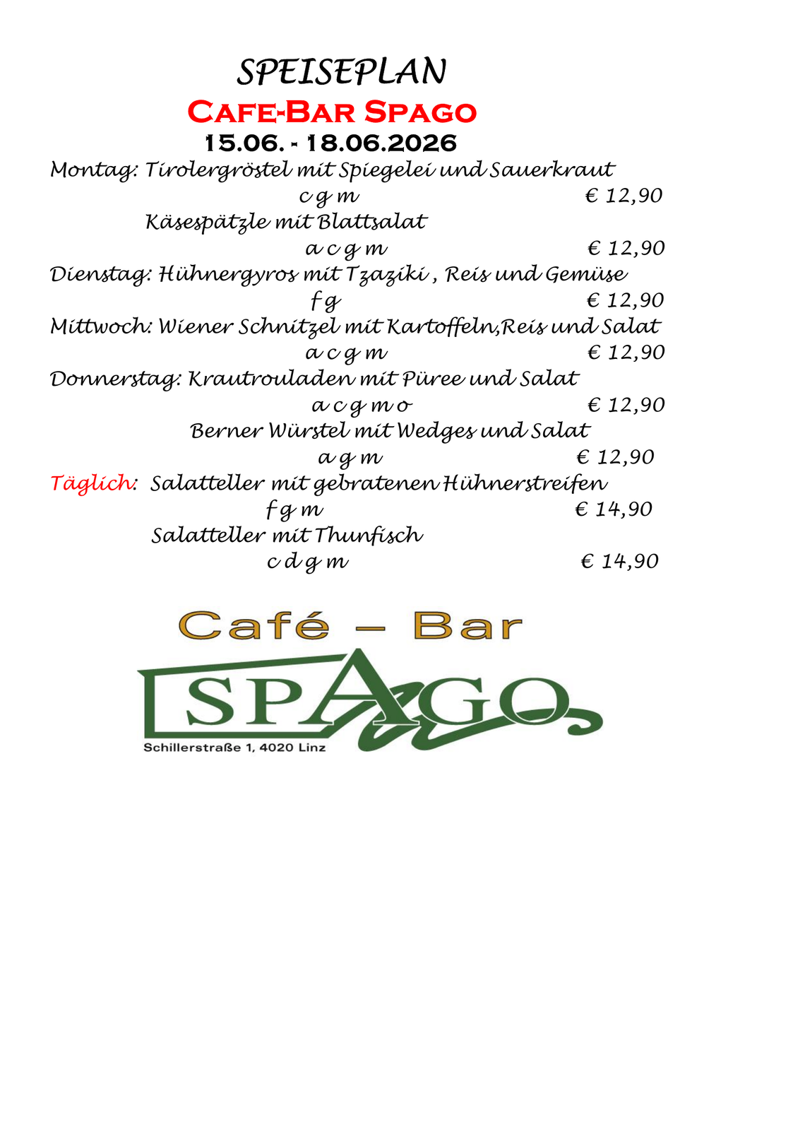 Wochenmenü