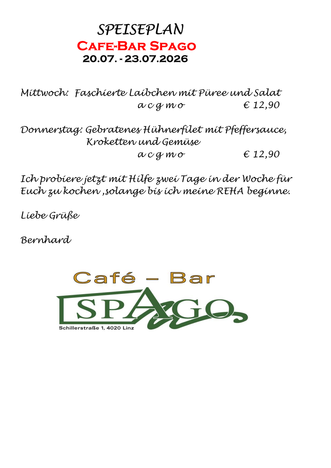 Wochenmenü