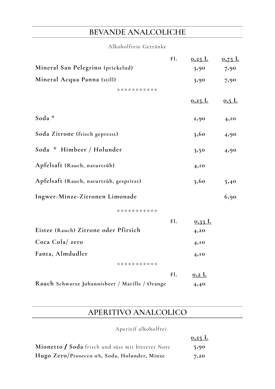 Neue Speisekarte 27.06.2025 