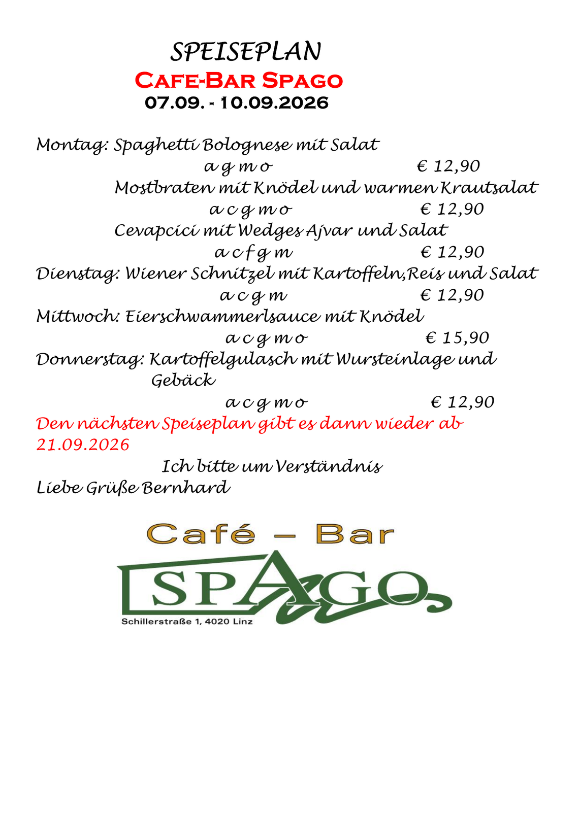 Wochenmenü