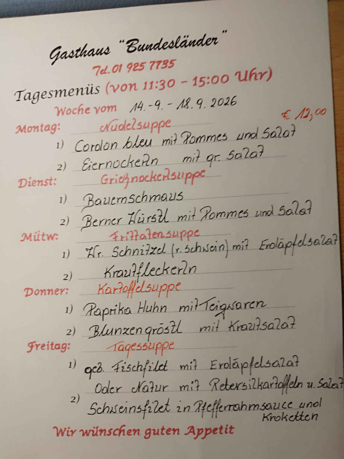 wochenmenü