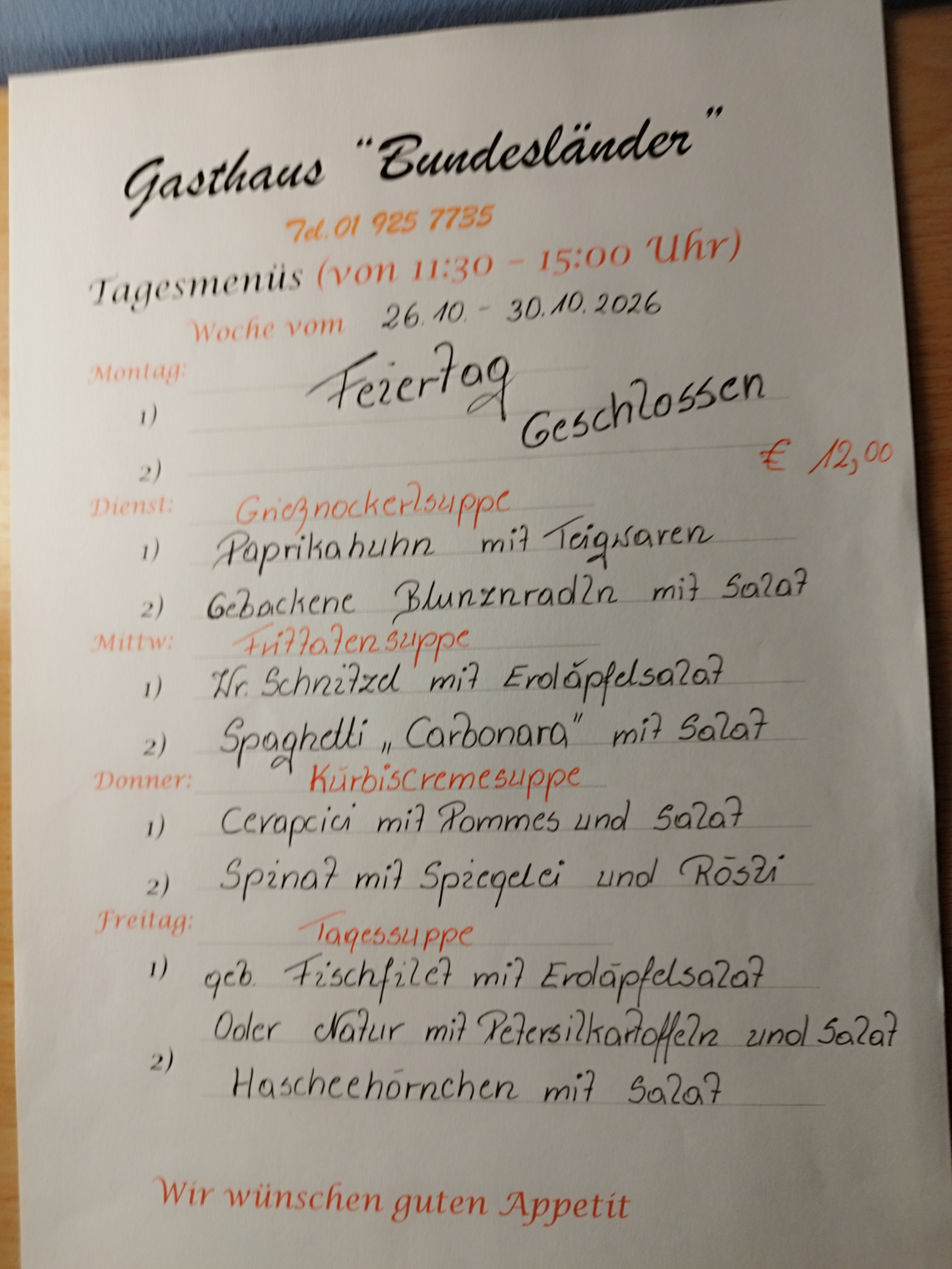 wochenmenü