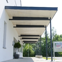 Eingangsüberdachung Gemeinde Lengau , Lichteinfräsungen in Massivholzdecke