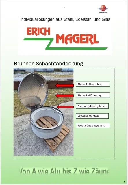 Flyer Brunnen Schachtabdeckung runder Aludeckel klappbar mit Dichtung
