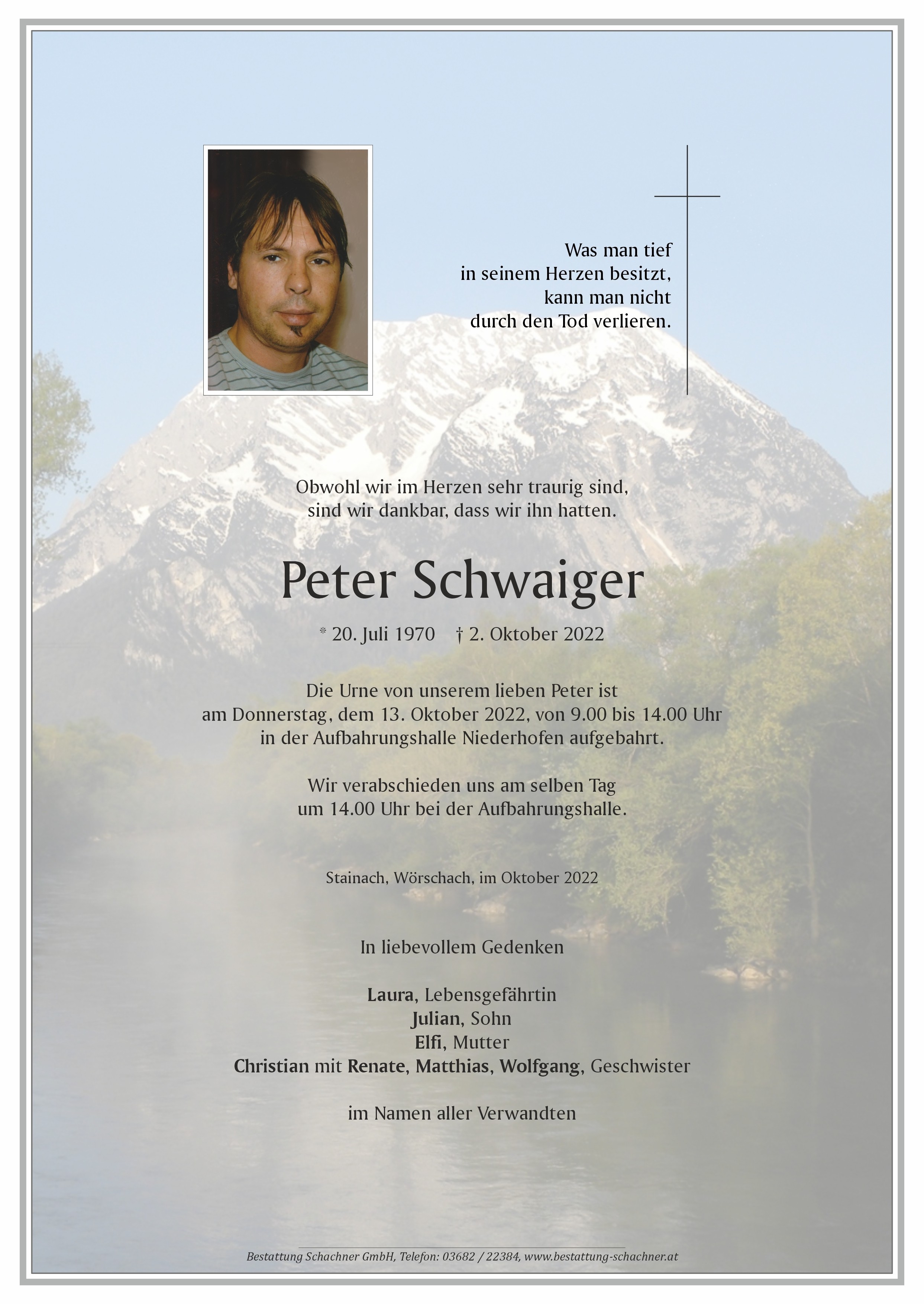 Todesfälle (Bestattung Schachner)