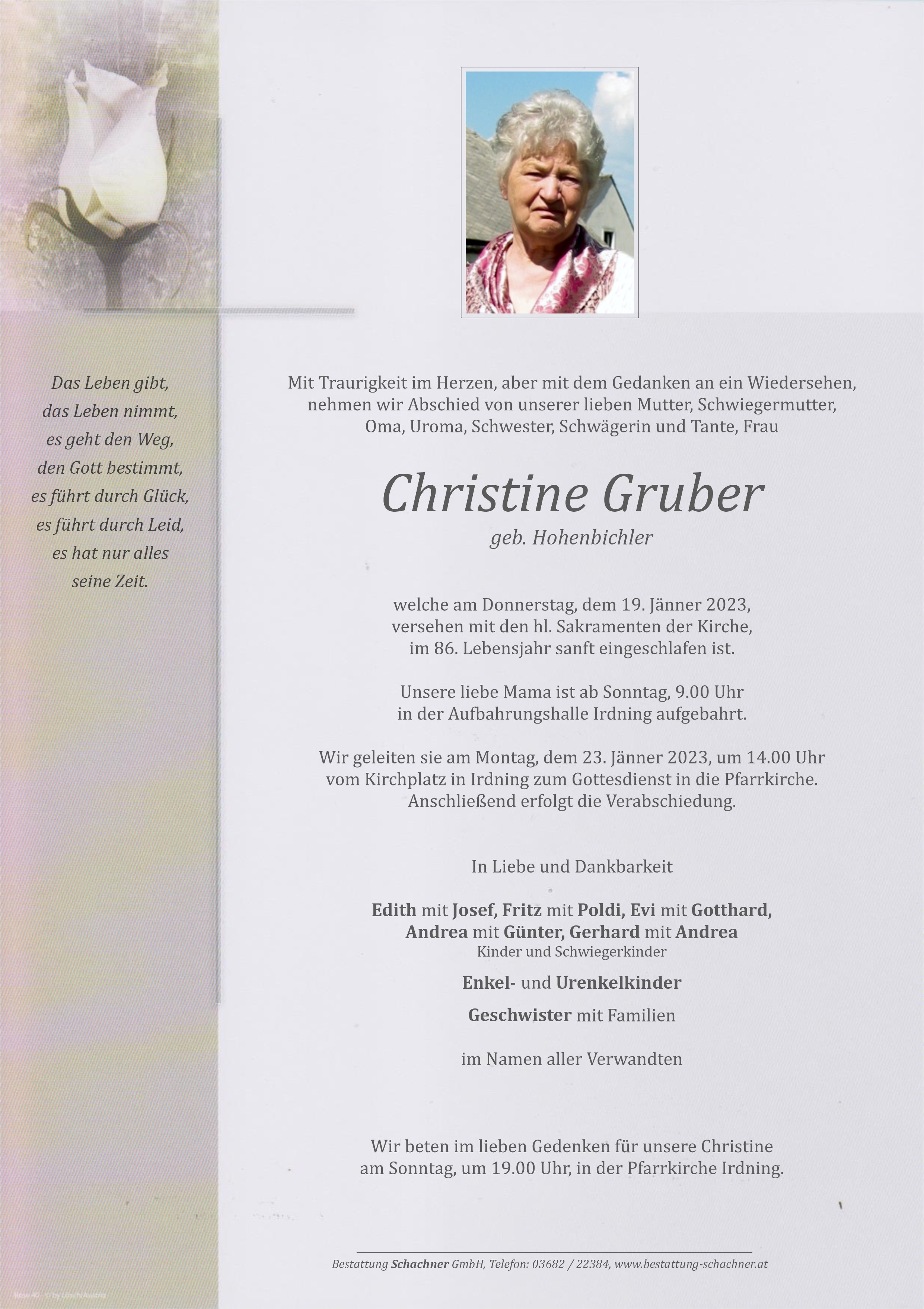 Todesfälle (Bestattung Schachner)