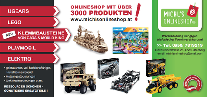 Michls Onlineshop - Lego, Ugears, Playmobil, Schmuck, Elektromaterial