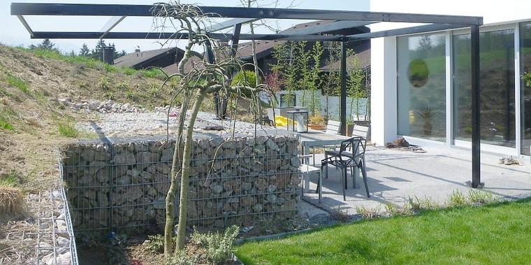 Pergola + Steinmauer