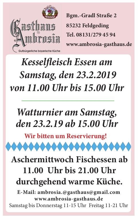 Aschermittwoch Fischessen ab 11:00 - 21:00 Uhr durchgehende warme Küche.