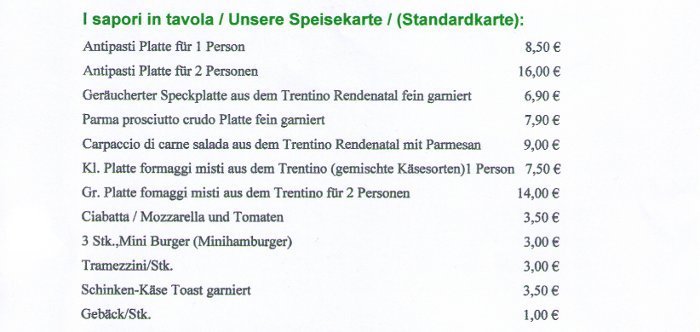 speisekarte
