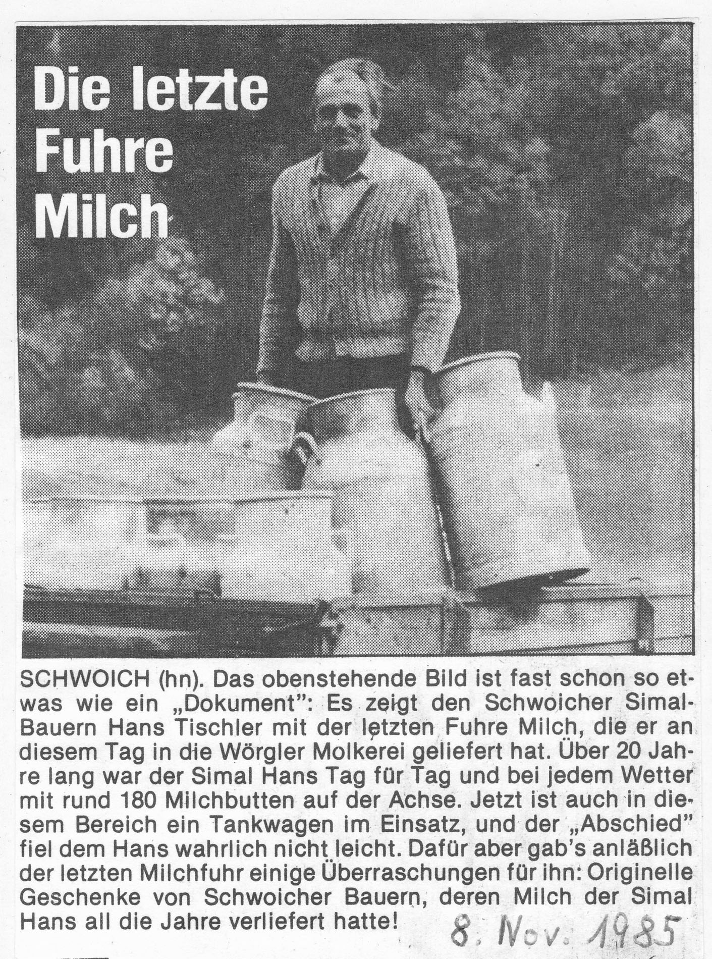 Die letzte Fuhre Milch