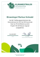 Urkunde Klimaneutralität Bioweingut Markus Schnabl klein