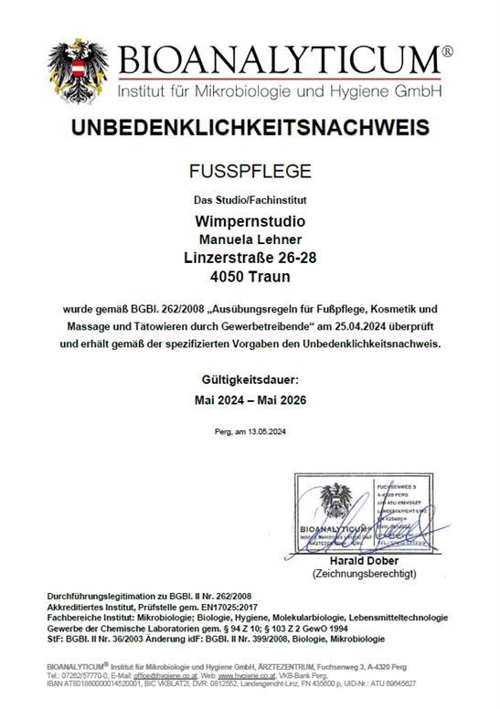 Fusspflege Zerttifikat 2025