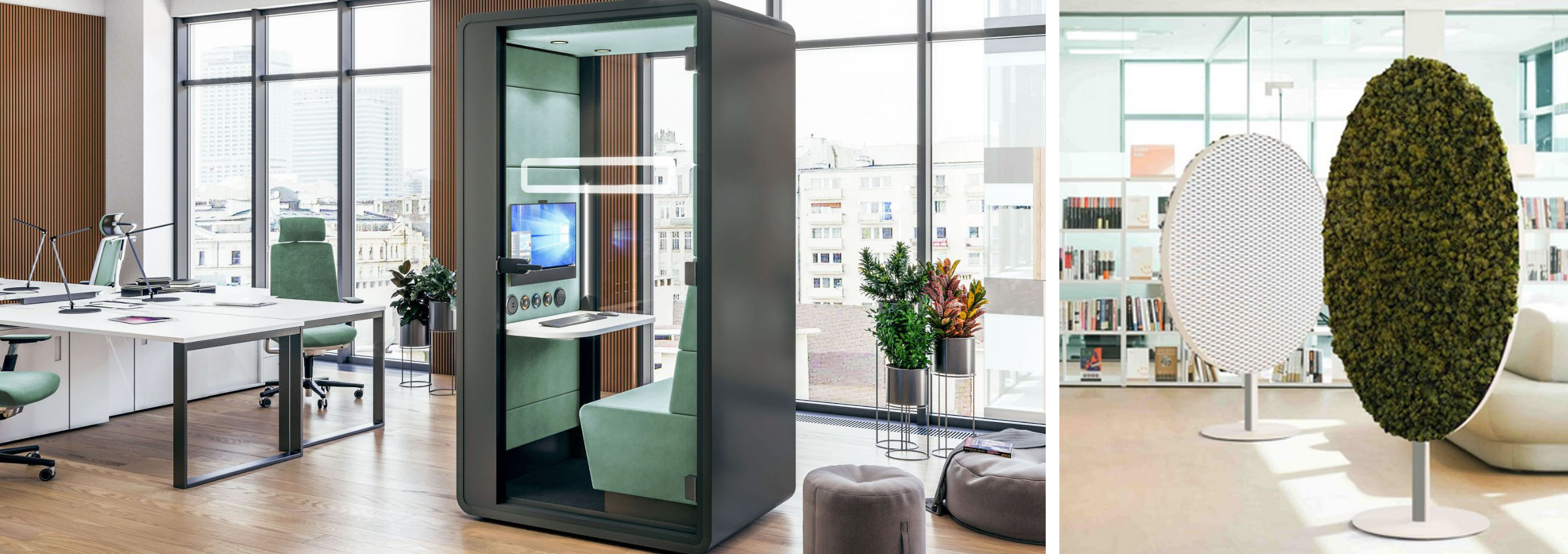 Telefonbox Hush Hybrid und Moos-Trennelemente